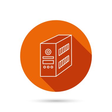 Bilgisayar sunucu simgesi. PC servis talebi veya kule işareti.