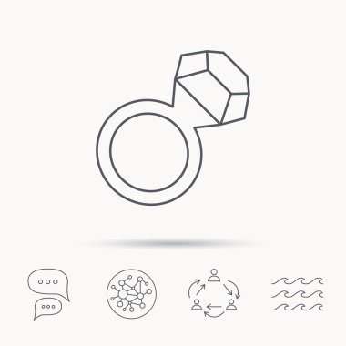 Elmas simgesi ile halka. Mücevherat ve mucevherler işareti.