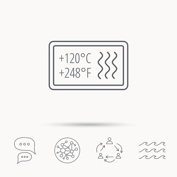 Heat resistant icon. Microwave, dishwasher info. — Stock Vector