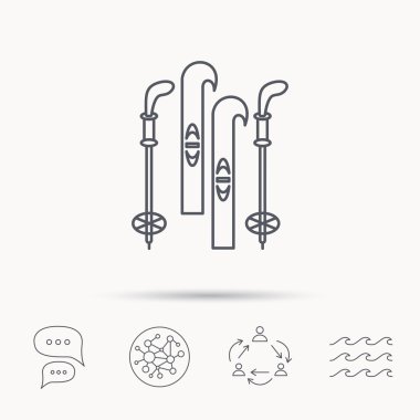 Kayak simgesi. Kayak ve sopa işareti.