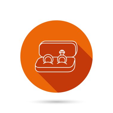 Alyans simgesi. Takı ile elmas işaret.