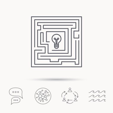 Labirent simgesi. Sorun meydan işareti.