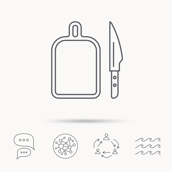 Trennbrett-Symbol. Küchenmesser-Zeichen. — Stockvektor