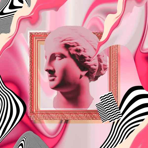Kozmik soyut bir arka planda Afrodit. Sanat kolajı kavramı. Poster tasarımı.