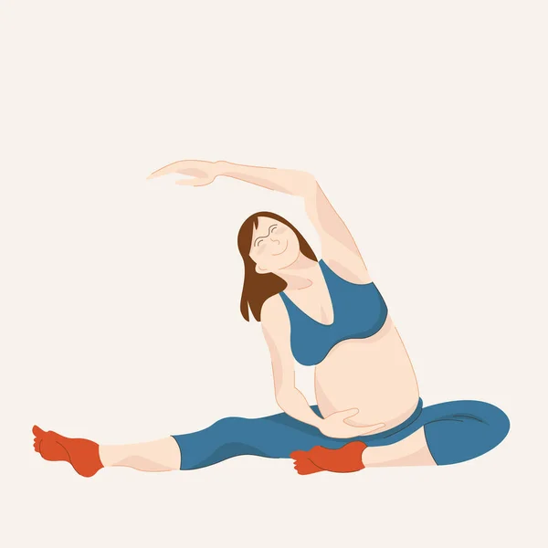 Imagen Vectorial Una Mujer Embarazada Haciendo Gimnasia — Archivo Imágenes Vectoriales