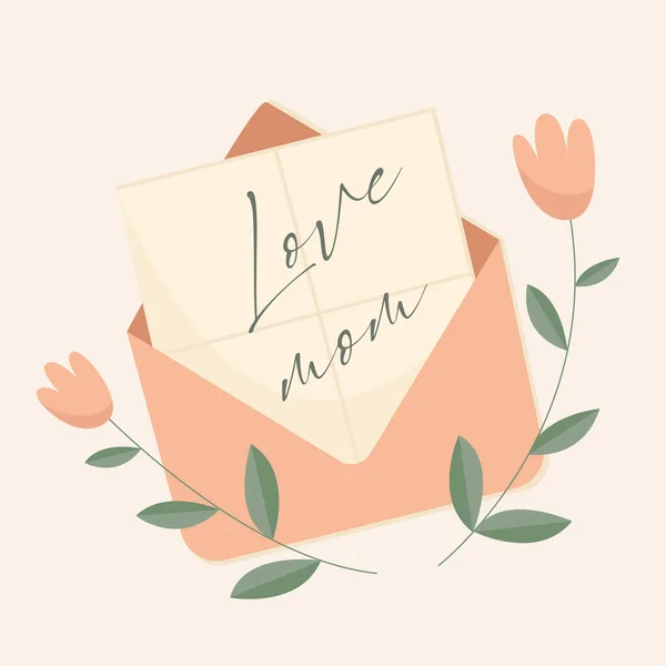 Une Image Une Enveloppe Avec Une Note Mignonne Maman Des — Image vectorielle