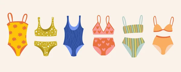 Eine Reihe Von Unterhosen Und Badeanzügen Für Frauen Verschiedenen Stilen — Stockvektor