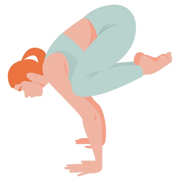 Изображение Женщины Динамичной Позе Йоги Тренировки Йоге Правильное Исполнение Асаны — стоковый вектор