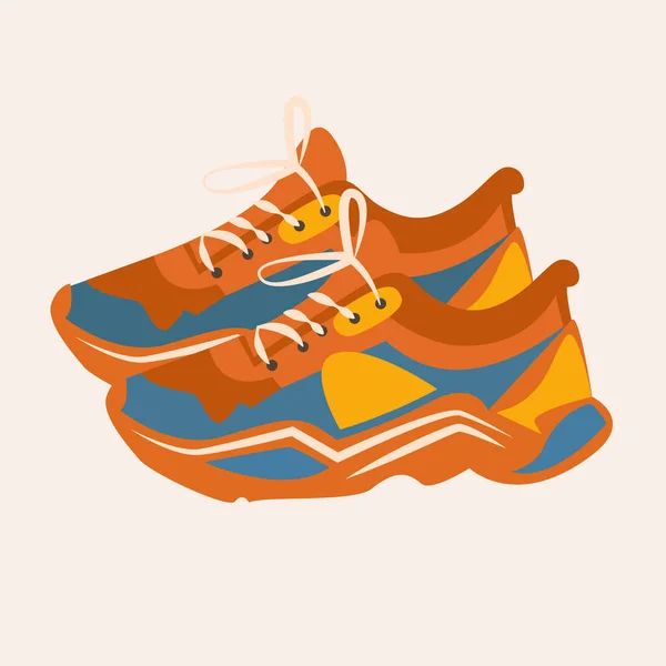 Векторное Изображение Пары Спортивной Обуви Яркие Стильные Кроссовки Бега Фитнеса — стоковый вектор