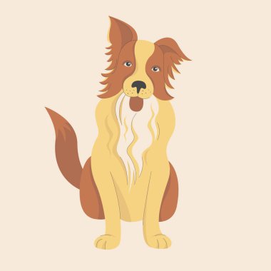 Işık arkaplanındaki bir köpeğin izole edilmiş vektör görüntüsü. Evcil hayvan. Çizgiyle düz çizim.