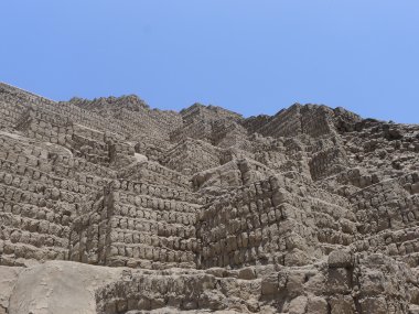 Ancient peruvian adobe bricks at Huaca Pucllana in Miraflores clipart