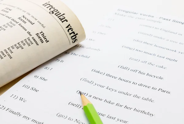 English exercise and text book on table — Stock Photo, Image