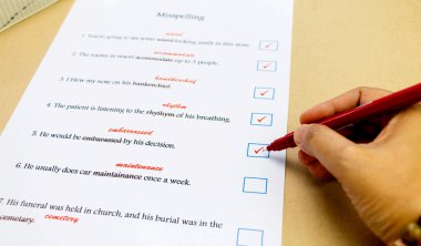 İngilizce egzersiz yanındaki onay işareti kutusunu