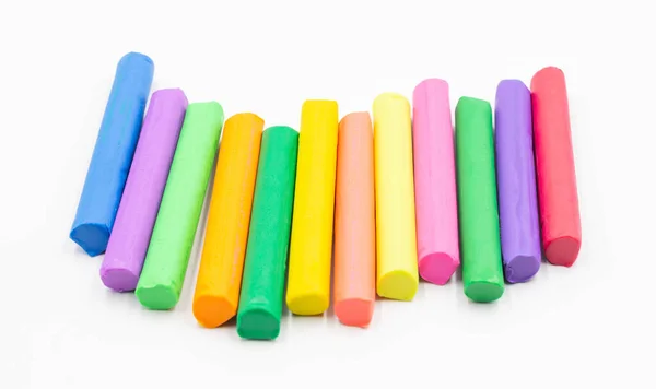 Geïsoleerde Multi Kleuren Van Plasticine Sticks Witte Achtergrond — Stockfoto