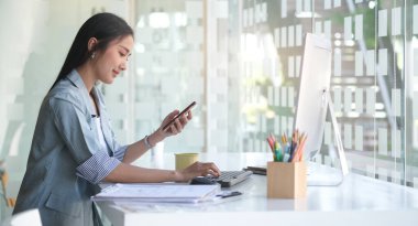 Business working in office with documents and laptop people Consulting and business planning.	