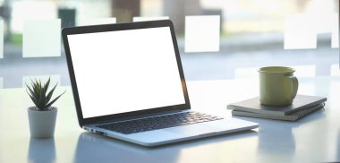 Mock up Copy Space Blank Screen Concept Business Working on Laptop.	