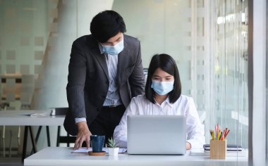 Business team are working together at meeting room at modern office.	