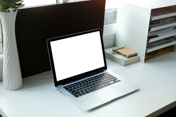 Mock Copy Space Blank Screen Concept Business Working Laptop — Foto Stock