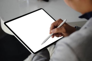 Mock up Copy Space Blank Screen Concept Business Working on tablet.	