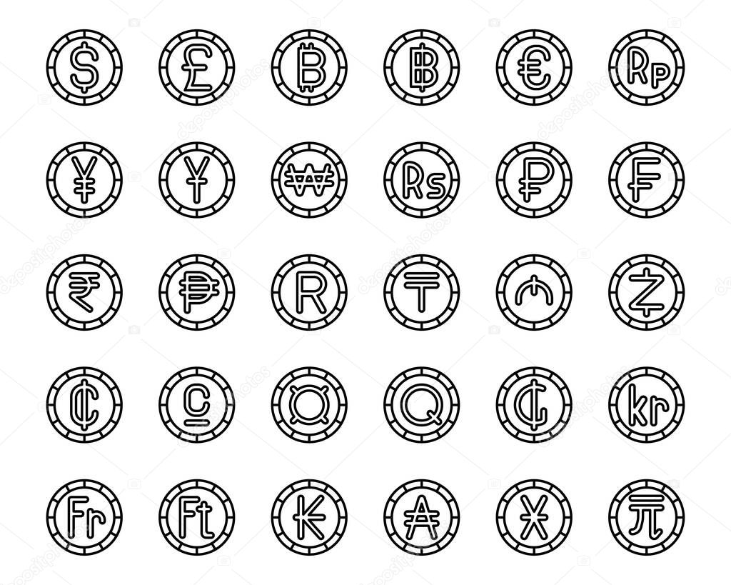 Currency outline icon and symbol for website, application