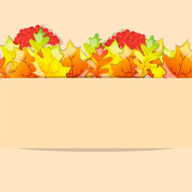 Sonbahar davetiyesi. İndirim broşürü ya da web afişi tasarımı için meşe palamudu ve böğürtlen içeren arka plan, sonbahar çerçevesi