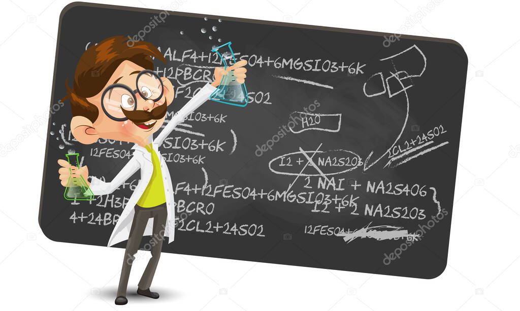 Cartoon Scientist character Making a Discovery vector Illustration design 