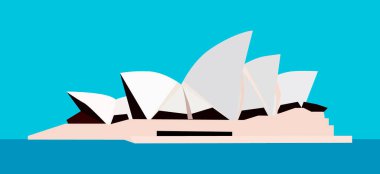 Mavi arka planda Sydney Opera Binası