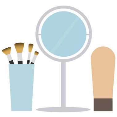 beyaz arkaplanda fırçalı ve temeli olan ayna