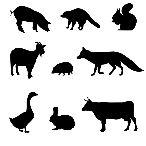 Silhouettes of animals — Stock Vector