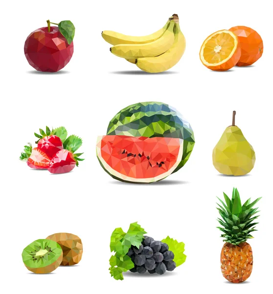 Triángulos de frutas sobre fondo blanco — Vector de stock