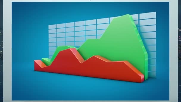 Creciente gráfico de negocios en la pantalla del ordenador portátil — Vídeo de stock