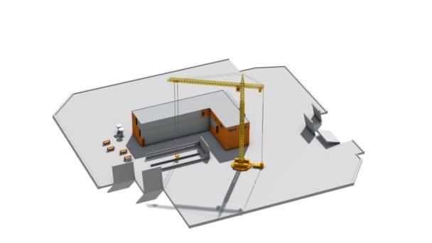 Grúa construcción de una fábrica — Vídeos de Stock