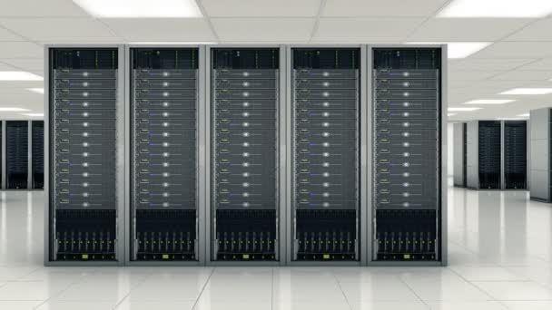 Animação de servidores em rack no data center — Vídeo de Stock