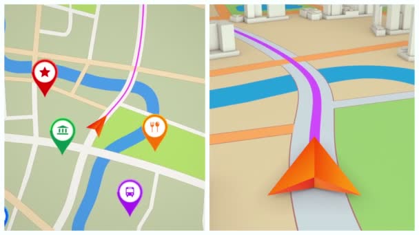 Concept de navigation GPS à écran partagé 
