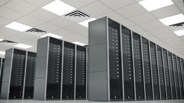 Animatie van rack-servers in het datacenter — Stockvideo