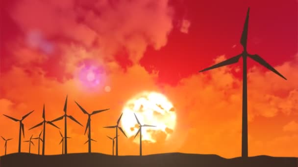 Turbine eoliche al tramonto — Video Stock