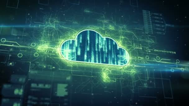 Бинарное облако в цифровом киберпространстве — стоковое видео