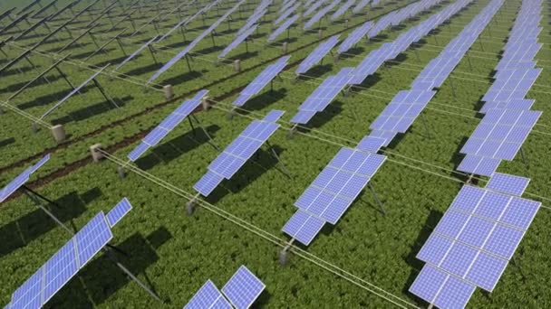 Solarpark auf dem Feld — Stockvideo