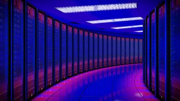 데이터 센터의 랙 서버 애니메이션 — 비디오
