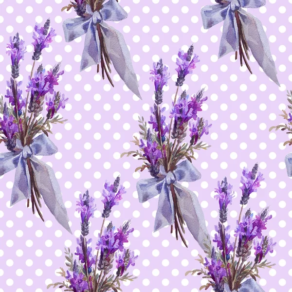 Padrão sem costura floral. Flores de lavanda em um fundo roxo — Fotografia de Stock