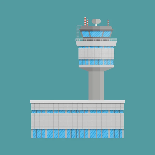 Torre de controle do aeroporto e edifício terminal — Vetor de Stock