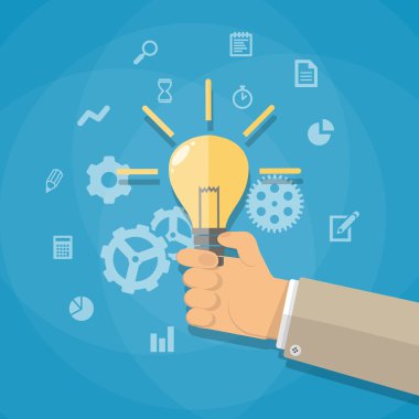 çizgi film işadamı el holding ampul