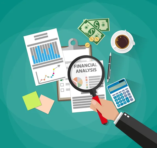 Бизнес-анализ и планирование, финансовый отчет — стоковый вектор