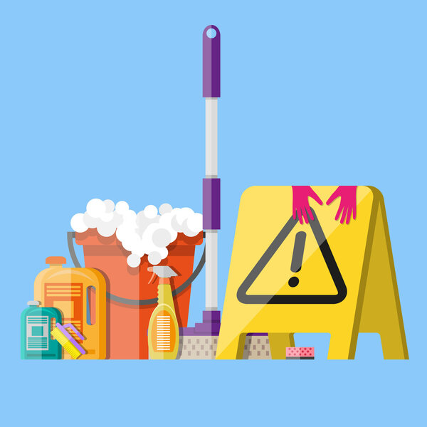 cleaning set in flat style