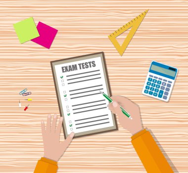 Sınav sınav kağıdı öğrenci el doldurur