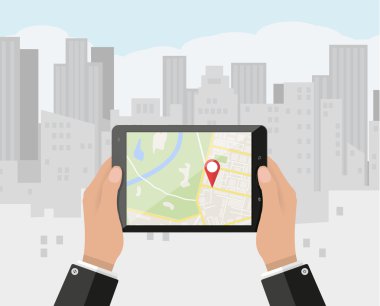 Smartphone navigasyon uygulama ile el tutar