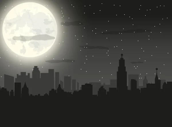 Σιλουέτα της πόλης και νύχτα ουρανό — Διανυσματικό Αρχείο