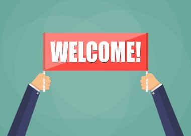 plaka ile kelime hoş geldiniz holding eller