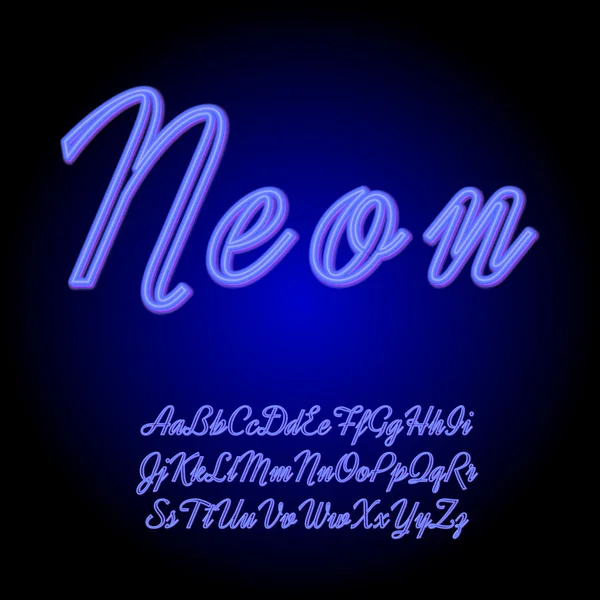 Caratteri alfabetici disegnati a mano con tubo al neon — Vettoriale Stock