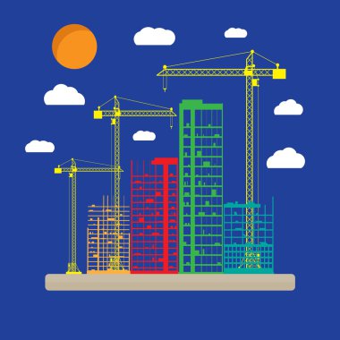 Şantiye binaları ve Vinçler simgesi olan